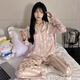 维多利亚的格调轻奢品牌冰丝睡衣女款春秋季长袖甜美可爱卡通家居服女士秋款仿真 TMSJ-6636 M