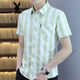 Playboy (PLAYBOY) plaid shirt men's short-sleeved summer casual handsome Korean style slim-fitting trend men's shirt versatile half-sleeved inch shirt 838 yellow M 80-104Jin [Jin equals 0.5 kg]