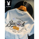 Playboy (Playboy) Camiseta blanca Summer de verano Nuevo tendencia de alta gama Camiseta impresa Luz americana de lujo Xinjiang Algodón cómodo Camiseta de manga corta Camiseta de albaricoque [JSW9906 Color de albaricoque elegante] XL Adecuado para 124-140Jin [Jin iguala 0.5 kg]