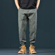 Canelin Kiskha high-end 2025 summer black work pants men's American Harem pants large size loose tying feet casual long trousers 8004 military green regular XL size