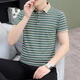Huanyi Guangdong Puning men's shirt middle-aged and elderly striped daddy shirt men's short-sleeved T-shirt 2025 summer lapel Zhongqing QY756 green khaki M suggests 100-120 Jin [Jin equals 0.5 kg]
