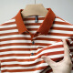 Neues Mulberry Seiden kurzärmeligte T-Shirt für Männer Sommer mittleren Alters und älteren Daddy tragen dünnes, Streifenpolo-Hemd mit Streifen, Blau S 165/105