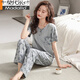 Modal pajamas women's summer pure cotton short-sleeved trousers middle-aged mother thin suit summer cotton middle-aged and elderly home clothes pink SW1713%23 pink L [Suggested 100-120 Jin [Jin equals 0.5 kg]]