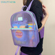 Ouliyi mesh backpack transparent children's portable storage bag for going out for children, boys, elementary school students, girls, summer travel school bag light [large size] Star blue (including pendants) 6173