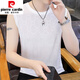 皮尔卡丹（pierre cardin）2025夏季新款男士冰丝提花背心加肥加大码速干无痕无袖T恤衫 Q6629灰色 M 90-115斤