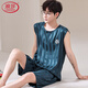 LangSha high-end pajamas men's vest sleeveless shorts two-piece suit summer thin ice silk cool quick-drying ball uniform large size [ice silk sleeveless suit] Q9901 L men [100-125Jin [Jin equals 0.5 kg]]