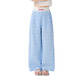 
moonkids girls wide-leg pants summer thin children's ice silk cool casual trousers baby girl 2025 summer loose pants 15277 blue wide-leg pants 120 cm