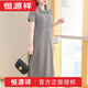 Hengyuanxiang Polo Neck Kleid Kleid mit reinem Baumwoll-Sommer-Lampe Lange überknee losen lässigen Sportarten mit kurzärztem T-Shirt-Rock 1 Marke Black 9859 S 90-100jin [Jin entspricht 0,5 kg]