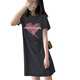 
CEENIU2025 summer new pure cotton short-sleeved T-shirt women's skirt loose casual H-style temperament small dress 6173 dark gray [dress] (orange print) S 80-100Jin [Jin equals 0.5 kg]