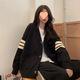 XCFREHT [1484 people collect] Japanese lazy style sweater new knitted cardigan jacket dopamine fashionable lazy black XL (120Jin[Jin equals 0.5 kg]-130Jin[Jin equals 0.5 kg])