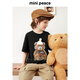 MiniPeace Children's Clothes Xia Xin Boys Short Sleeve T-Shirt FACNF2421 Black 110