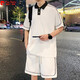 Pierre Cardin Ice Seide Fünf-Punkte-Shorts Herrener Sportanzug Sommer Cool Polo Herren kurzärmelige T-Shirt-Anzug Set] FKS719 White XL
