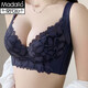 Modale High-End-High-End-Einstellbare Unterwäsche für Frauen, die Brüste sammeln, und Anti-SAG-BH-Korrektur der Außenausdehnung und Unterstützung von Seiden Bra Marine Blue Set 75B