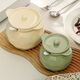 Fat Donglai's same style ceramic canned lard, high temperature resistant lard can with lid, oily spicy can, chili can, large three-piece set, milk green + lid + spoon 1400ml, high temperature resistance, large capacity