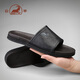 公羊一字拖鞋男高端夏季新款外穿真皮软皮软底男士凉拖 黑色  40 