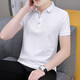 Sommer Feste Farbe Revers kurzärärmiges Männer-Polo-Hemd Trendy Vielseitiges Geschäft Casual Krawatte halbärmeligte T-Shirt Herren Black Qy686 M