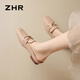 ZHR包头拖鞋女夏通勤穆勒半拖女外穿法式凉拖一脚蹬女鞋AH681杏色37