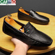 
CARTELO men's shoes genuine leather beans shoes soft sole summer single layer cowhide breathable casual leather shoes men lazy people pedal driving shoes 825 white 42