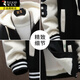 Woodpecker Youth Jacket Boys 2025 Autumn and Winter New Thickened Baseball Uniform Hooded Jacket Handsome and Versatile Men's Clothing 20550/616 Black Velvet XL Recommended 110-130Jin Jin equals 0.5 kg