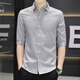 Hua Jiuqing Camisa de manga de 7 cuartos camisa resbaladiza de verano de alta gama Hombres de 7 tramas de 7 cuartos