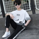 Qiao Yumeneng Summer Boy kurzärmeligte Sweatshirt 13-jährige Teenager-Hosen T-Shirt T-Shirt Zweiköpfig 15 Schüler der Junior High School 14 Sportanzug Weiß und Blauanzug 9226 (Kurzärärmel + Hosen) Hochwertiges M (Empfohlen 78-95 Jin [Jin gleich 0,5 kg]))