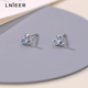 Lnieer 999 Pure Silver Small Blue Iris Earrings New Earrings Women's Niche Sweet Flower Earrings No-Pick Blue Iris Earrings Whole Body 999 Pure Silver