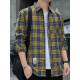 
[Same style of Lei Jun] Plaid casual shirt men's spring and autumn long-sleeved shirt Korean top retro loose Lei Zong same style K12109 green (Fleece M 90-110Jin [Jin equals 0.5 kg]
