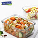 
Glasslock fresh-keeping box imported heat-resistant glass lunch box freezer storage box refrigerator sealed with rice three-piece set 400ml+695ml free bag [Girls style]