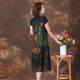 
Pinji silk cheongsam old Shanghai summer modified dress for women short-sleeved over-knee long skirt with large size fat mm slim color 9761 2XL 126 to 135 Jin [Jin equals 0.5 kg]
