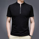 Pierre cardin high-end brand summer ice silk T-shirt men's stand collar solid color semi-zipper Korean version middle-aged and young casual top polo. shirt P6625 rose red pocket 4XL 190 Recommended [181-200Jin [Jin equals 0.5 kg]]