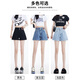 真维斯（JEANSWEST）牛仔短裤女夏季高腰卷边宽松小个子辣妹a字热裤复古蓝M