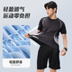 维多利亚旅行者运动套装男跑步速干篮球服健身服夏短袖短裤羽毛球服黑灰3XL
