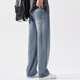 Kooshi Luxus 2025 Neue Jeans für Männer gerade weit lose Beine plus Fett Pluspuxuelle Beine dicke und trendige fett hellblaue Sommer schwarz ZX9929 3xl empfohlen 180-200jin [Jin gleich 0,5 kg]