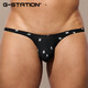 G-STATION sexy Japanese small style tight low waist men's thong star polyester small mesh breathable quick-drying underwear black M (small size model recommended to take 1-2 sizes)