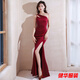 Nachdenklich weißer One-Shoulder Slim Abendkleid für Frauen Banketttemperament 2025 Neue leichte Luxus Nische High-End-Gastkleid Schwarz XS