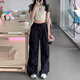 American Hot Girl Workhose für Frauen im Sommer 2025 Neue Drawess lose vielseitige Typants Zwei-Wear-Sporthosen dunkelgrau [My-688] 3xl