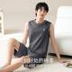 Langsha pajamas men's summer pure cotton round neck can be worn on the outside vest shorts for youth thin large-size cotton home clothing set OMM13657 2XL [Suggested weight 140-160Jin [Jin equals 0.5 kg]]
