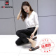 AEMAPE2025 PRIMAVERA Y SUMER NUEVO SD SD STRING Slit de nueve pies pequeños Pantalones de la cintura elástica Pantalones de pantalones casuales Pantalones versátiles de pies pequeños MX-15-1315_Side Slit Pure Black-9 puntos elásticos y cómodos XL_SUGGION <105-115Jin [Jin valora 0.5 kg]>>>>>>