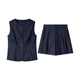 Vanciman Old Qianfeng Dunkelblau Denim Anzug für Frauen 2025 Sommer Neue ärmellose Top-Shorts Zweiteiler Set M9767 Dark Denim Blue M.