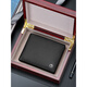 Jinlilai men's wallet wallet two fold wallet multiple card slot exquisite wooden gift box ticket clip birthday gift for boyfriend