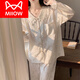 猫人（MiiOW）金丝绒睡衣女秋季女款2024新款长袖长裤甜美公主风花边春秋款冬季 SMSD 9926 白色 L (建议100 120斤)