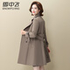 Snow Flying Ladies Spring and Autumn Daily Casual Lapel Lace-Up Windbreaker Jacket Women Khaki 2XL (175)