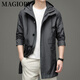 MAGIOPY high-end brand men's high-end fashion mid-length hooded windbreaker men's 2025 spring and autumn new style black M 170