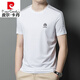 Pierre cardin heavy mulberry silk T-shirt short-sleeved round neck summer half-sleeved versatile casual silk markless top T-shirt base shirt men white-13596KSP L 170 Recommended 120-135Jin [Jin equals 0.5 kg]