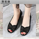 Dailianwei Marque en cuir authentique en cuir bas à talon bas de poisson bouche sandales pour femmes 2025 Été Nouveau strass d'âge moyen Hollow Mesh Mother En cuir chaussures Gold 35 225 mm