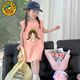 G. DUCKKIDS girls' dress summer new pure cotton vest dress fashionable medium-sized children's sleeveless little girl straight skirt thin vest dress 902#-brown brown 140 (recommended height 130-f