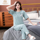 Pijama modal para mujeres en verano algodón puro 2025 Nuevos pantalones de manga corta juego de ropa para el hogar para trajes de algodón delgado 7374 frijoles verdes M 80100Jin [Jin iguala 0.5 kg]