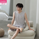 Modal Men's Pyjamas Vest modal mince sans manches adolescentes Summer Plus taille Jin [Jin est égal à 0,5 kg] Suit à domicile en deux pièces 12027 [ensemble masculin] L [suggéré 100-140 Jin [Jin est égal à 0,5 kg]]]
