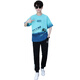 Qiao Yumeneng Summer Boy kurzärmeligte Sweatshirt 13-jährige Teenager-Hosen T-Shirt T-Shirt Zweiköpfig 15 Schüler der Junior High School 14 Sportanzug Weiß und Blauanzug 9226 (Kurzärärmel + Hosen) Hochwertiges M (Empfohlen 78-95 Jin [Jin gleich 0,5 kg]))