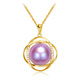 Daimi Purple Highlight Pearl Pendant S925 Silver Necklace Birthday Gift 11-12mm Perfect Round/S925 Silver Accessories (Gold)